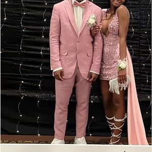 Ness Pink Beaded Prom Dress